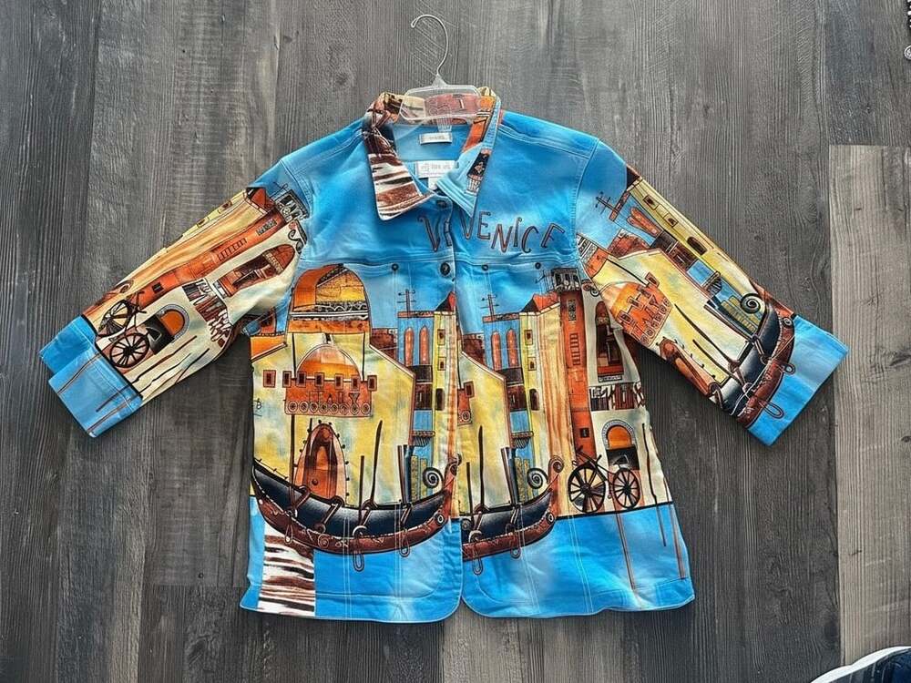 CJ Banks Venice Italy Art-to-Wear Canal Jacket 2X
